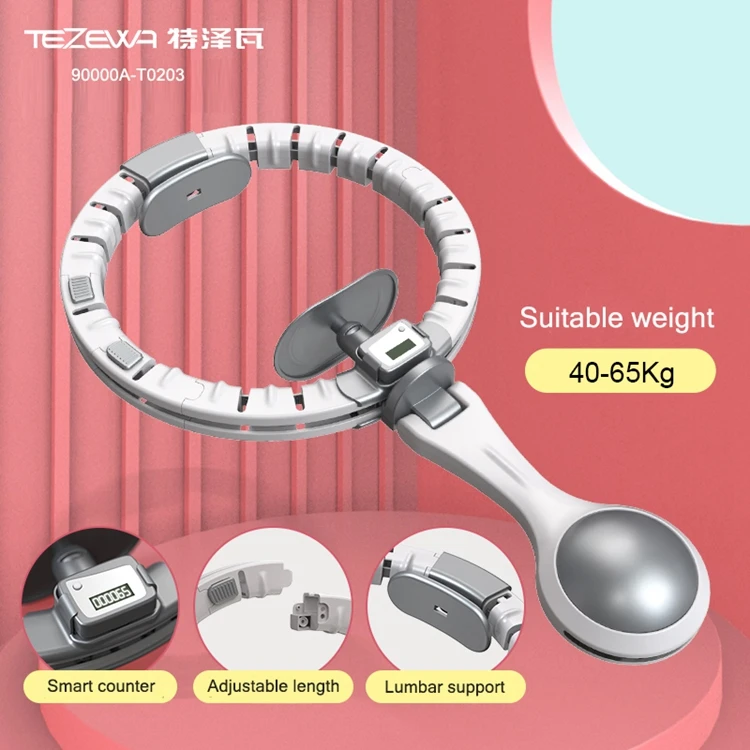 

Low Price Flexible New Home Exercise Adult Fitness Plastic Weighted Hula Ring Hoop, Silver