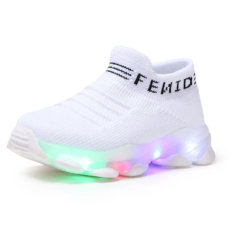 

Fashion New Design Children Casual Shoes Wholesale Kids Led Flash Shoes, Black/white/pink
