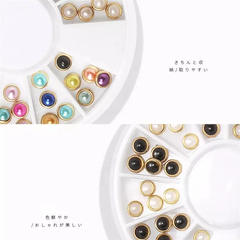 

Half Round Pearls Shape Nail Art Beads Flat Back Nail Rhinestones Salon Nails Decals DIY 3D Decoration Wheel Circle Stone