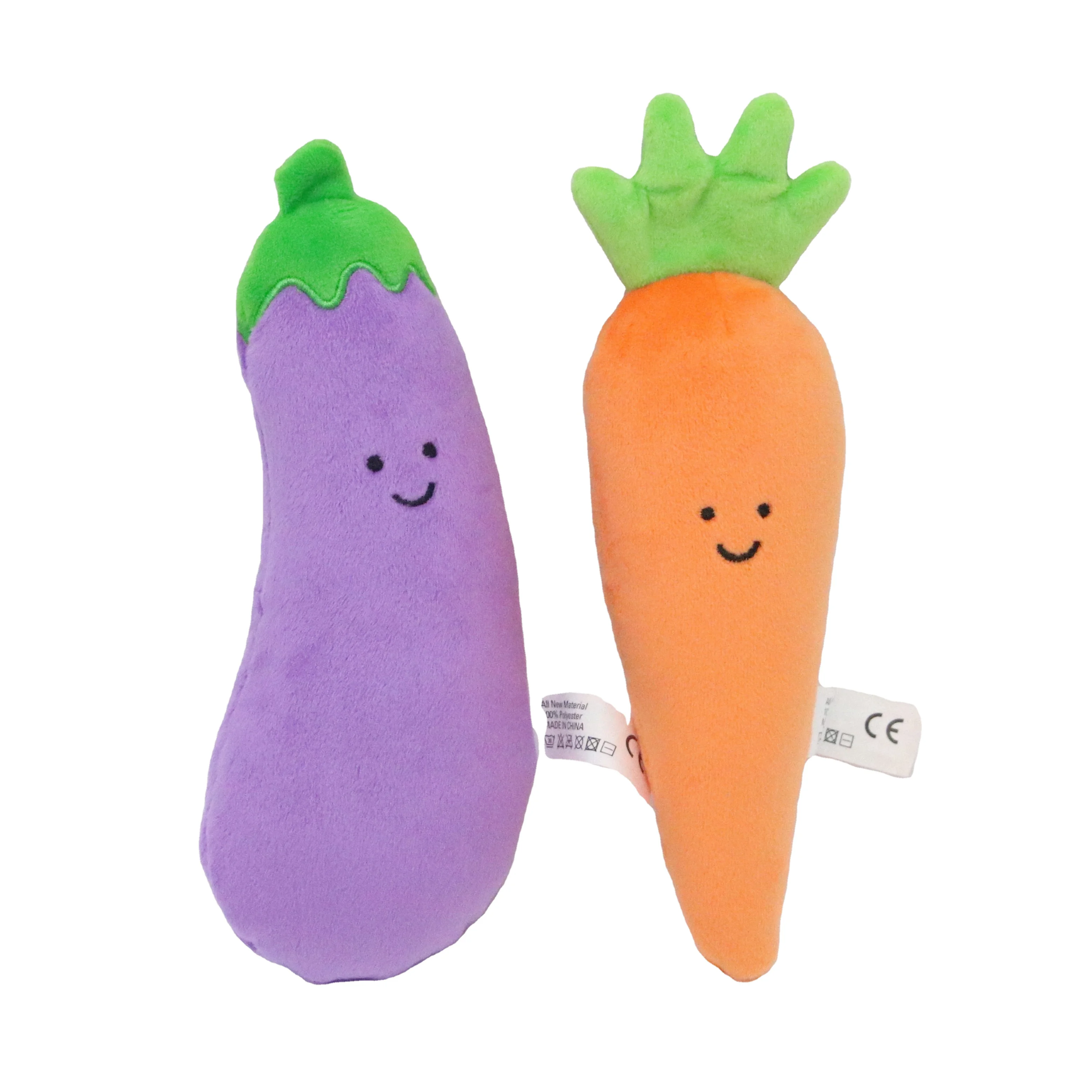 

Cute and Soft Stuffed Eggplant Aubergine Plush Squeak Teething Chew Fruits And Vegetables Dog Toy Sets, Customized