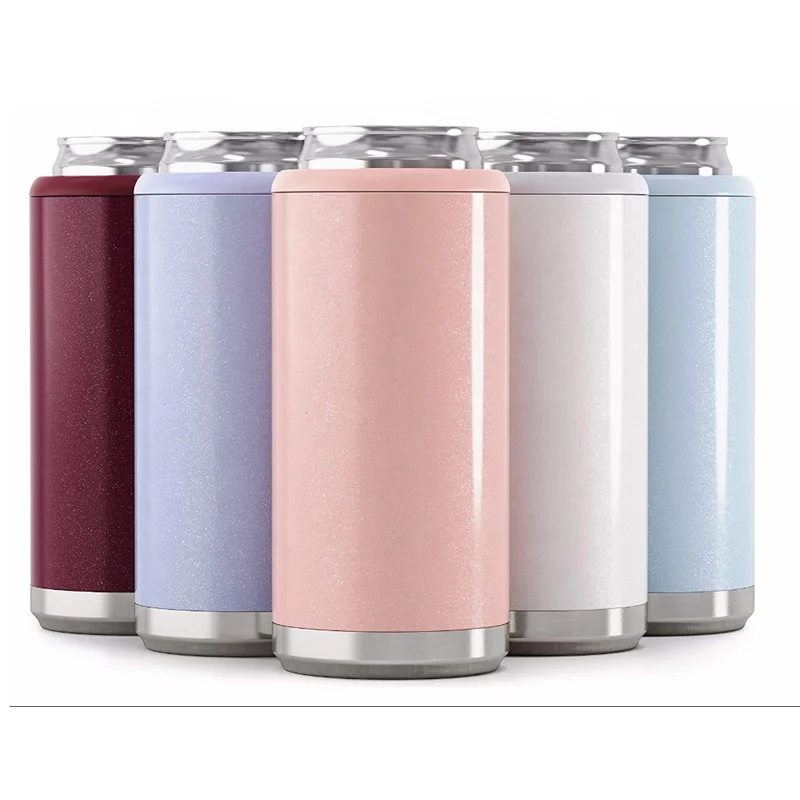 

Sublimation 12oz Double Walled Stainless Steel Vacuum Insulated Slim Beer Can tumbler Soda Holder Cooler Insulator with Lid, Custom color