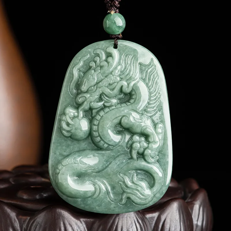 

Certified Grade A Natural Jade Bean Seed Domineering Dragon Brand Jade Pendant Zodiac Dragon Pendant For Men And Women