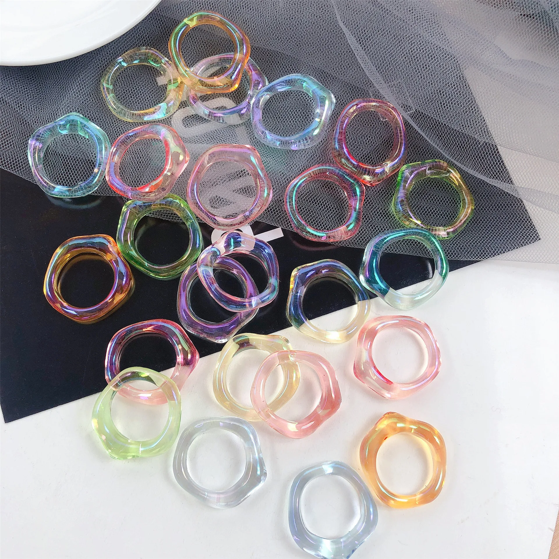 

Resin underwear Garment accessory DIY colorful irregular bikini connector rings bra O ring belt slider hook buckle for swimwear, Colors