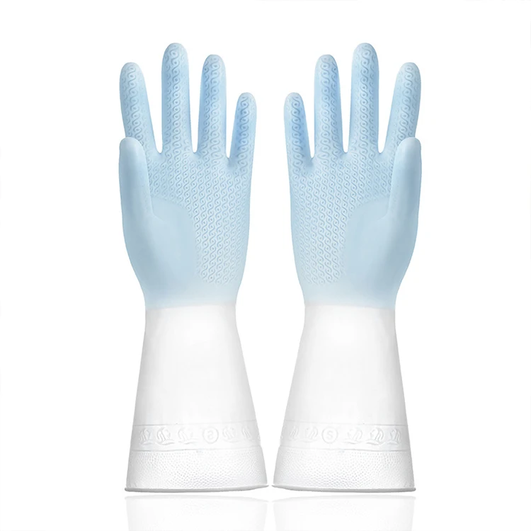 

A596 Kitchen Cleaning Tool Silicone Rubber Dish Washing Glove Customized 1 Pair Reusable Dishwashing Cleaning Gloves