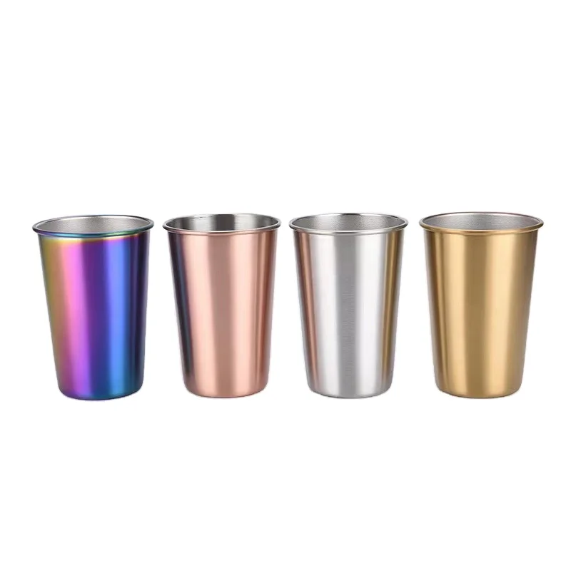 

500ml hot selling custom metal camp travel coffee tea beer cup single wall stainless steel food grade mugs