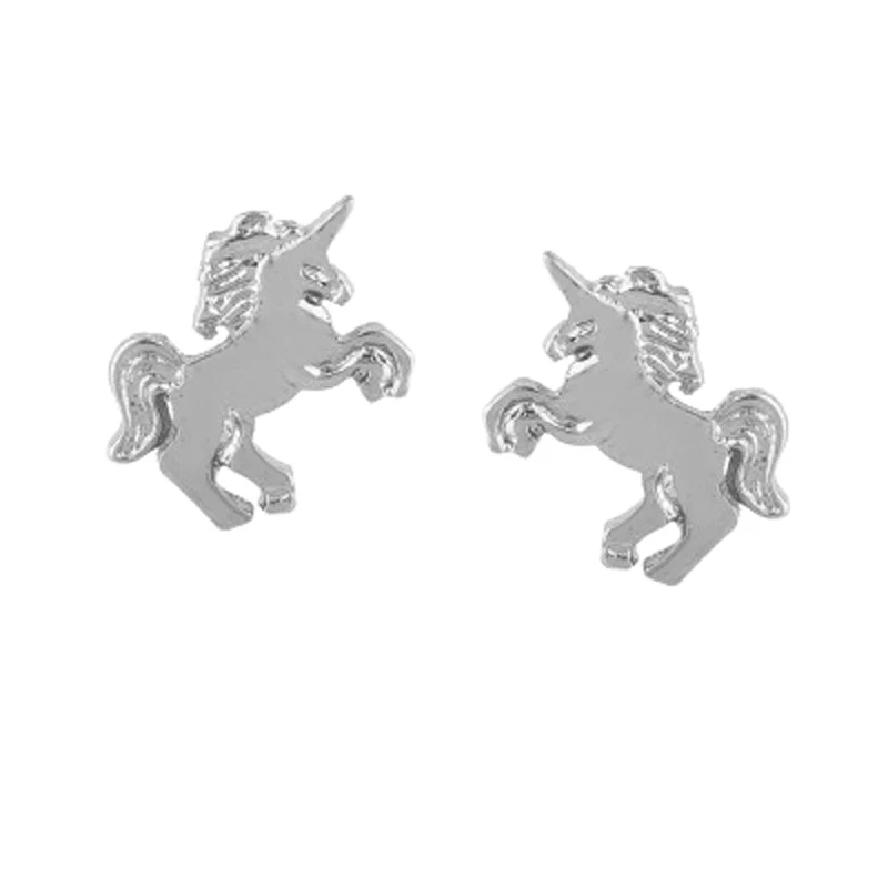 

LSUP02-EA Fashion Earrings 925 Silver Horse Animal Small Stud Earring Low Price Unicorn Earrings
