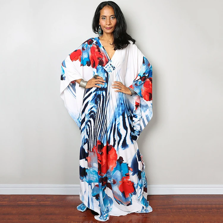 

Floral Print Modest Kaftan Long Abaya Dubai Islamic Clothing Muslim Dresses For Women