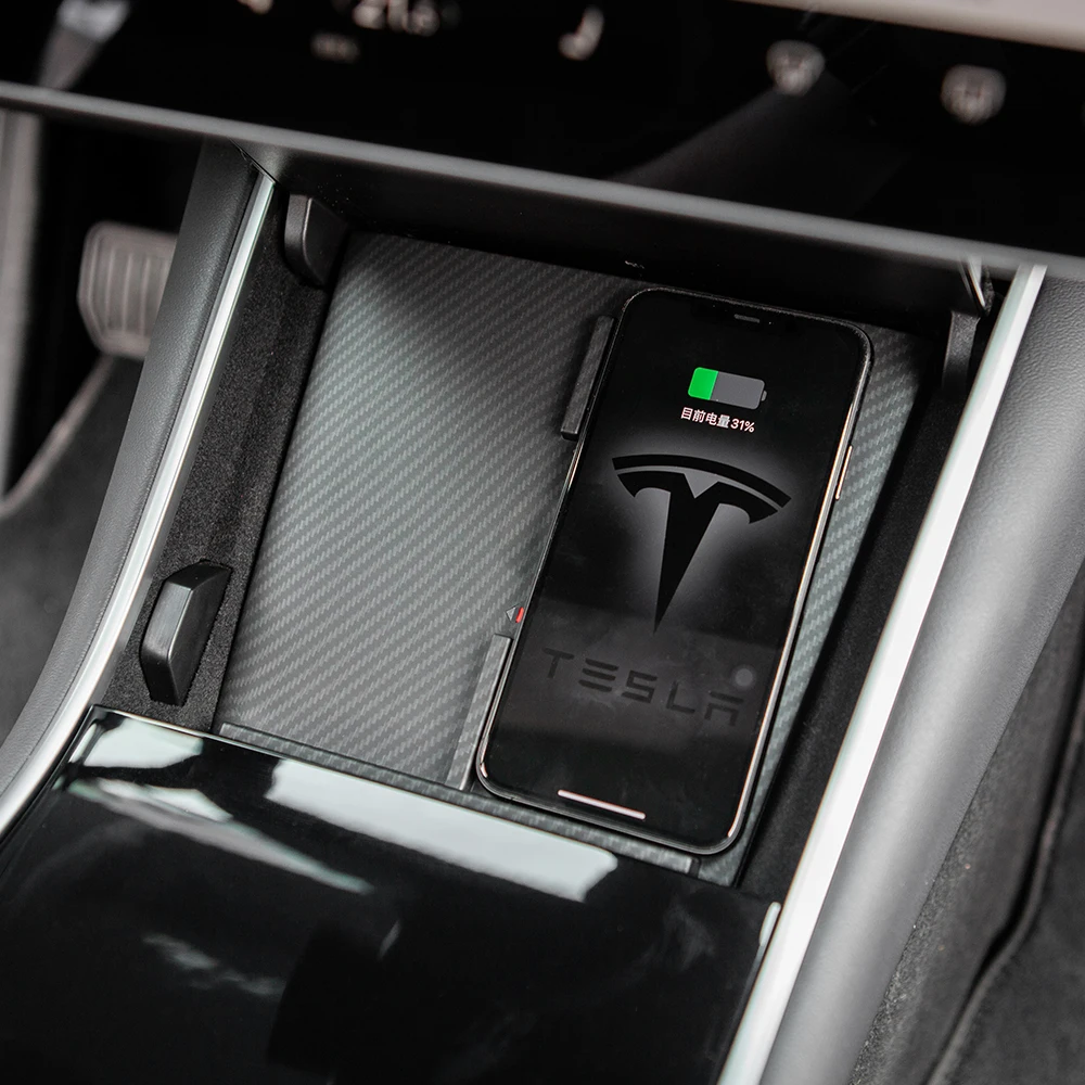 Tesla Model 3 Carbon Fiber Black Wireless Phone Charger Tesla Model 3