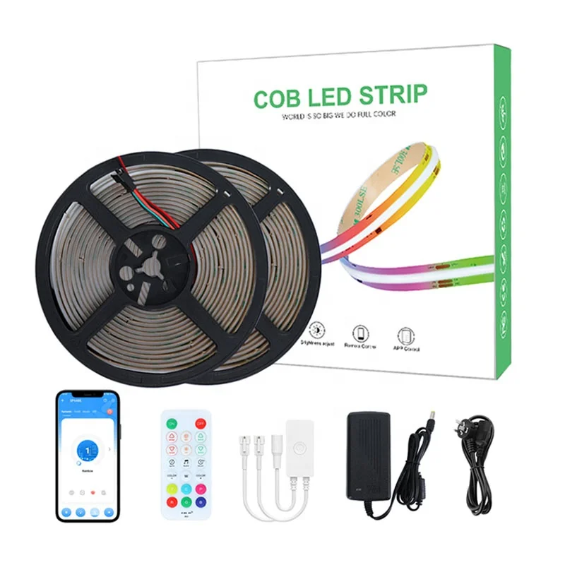 

Dream Color Changing RGBIC COB Kit 5m 10m Music Sync Smart 12V 24V RGB COB LED Strip Light for Christmas Home Room Party Decor