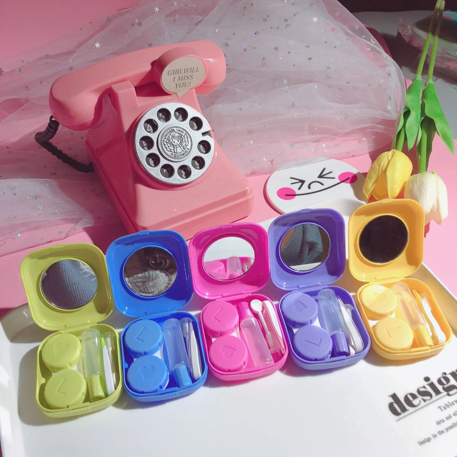 

cute eye contact lens cases travel colorful cosmetic contact lenses case