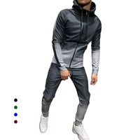 

New Fashion Men Gradient Tracksuit Set Zipper Hoodie Tops jogger Pants Outwear 2 pcs set