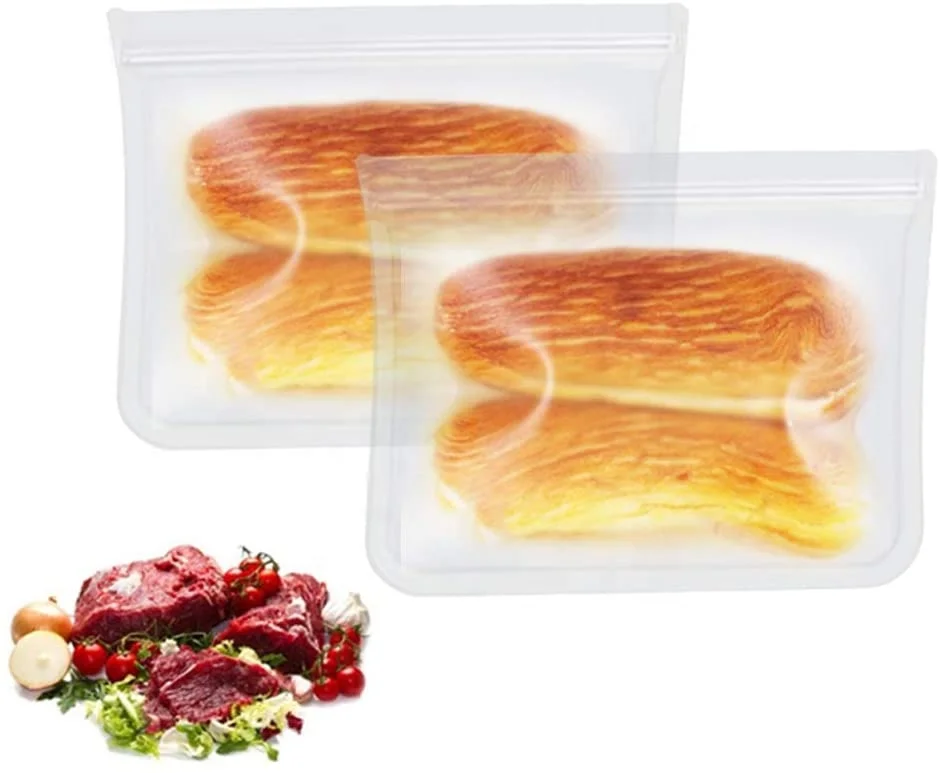 

OKSILICONE 1500ML Fresh Preservation Saver Freezer Bag Microwave Safe Reusable PEVA Storage Food Bag, Transparent/customized