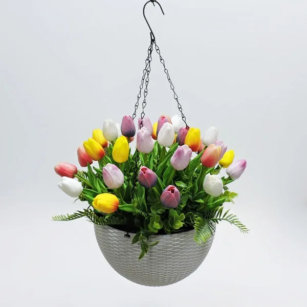 Flower haning plastic basket HB240030-26 US$10.7 MOQ 100PCS