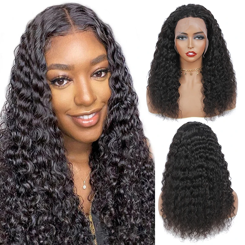

13X4 Lace Frontal Human Hair Wigs Deep Wave Natural Color Pre Plucked Remy With Baby Hair Brazilian Lace Front Wigs for women, Accept customer color chart