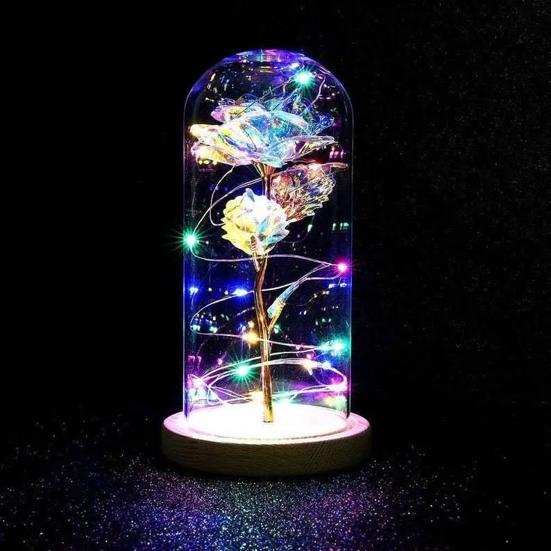 Luxury Gift Enchanted Rose 24k Galaxy Roses In Glass - Buy Enchanted