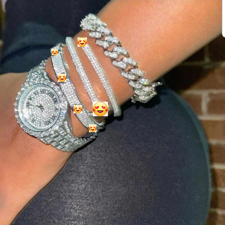 

designer brand bracelets iced watch and bracelet women