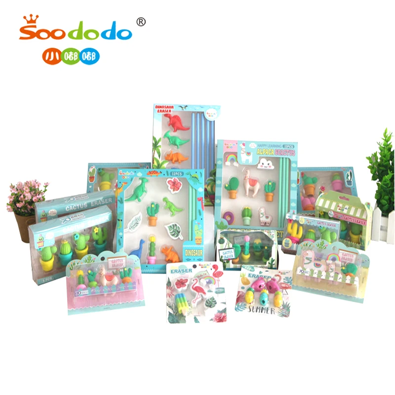 
3D Animal Unicorn Shaped Pencil Eraser Rubber Eraser Blister Card Stationery 