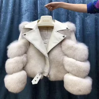 

Real Sheepskin leather Jacket women real fox fur coat winter fur coat Women leather jacket