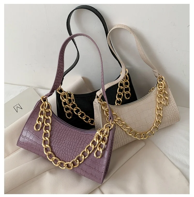 

2021 New popular crocodile handbag snake skin handbag Cross-body Lady Chain Shoulder Underarm Pu Leather Woman Bag, As the picture shown