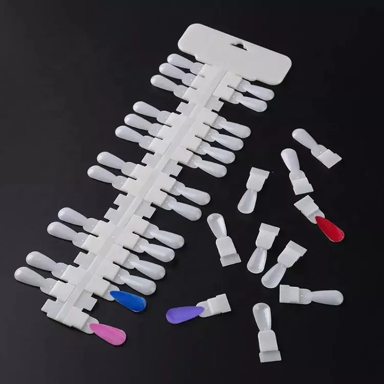 

36 PCs Removable False Nail Tips Color Card Nail Art Display Board Rack Flat, Clear, natural
