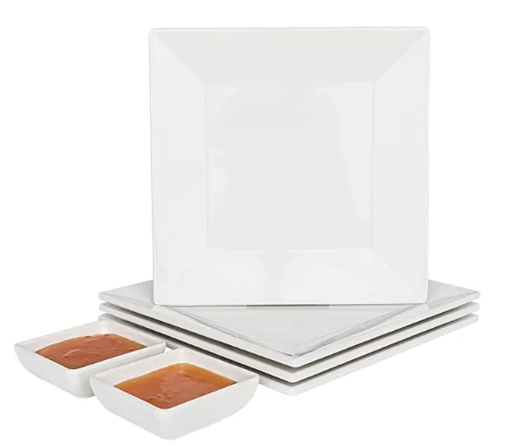 

Indoor and Outdoor Use shunta White Square Melamine Plates shatter proof buffet dinner plate