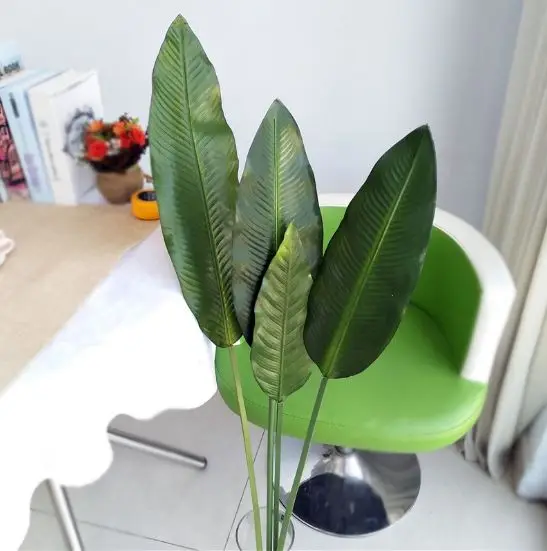 

Real touch cheap artificial long stem banana leaves faked faux tropical greenery leaf for home decoration, Green