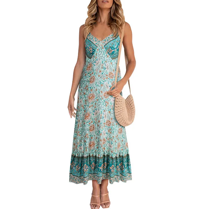

2021 New Chiffon Soft Polyester Swimwear Floral Dress High Quality Summer Beach Sexy Women's A-Line Dress