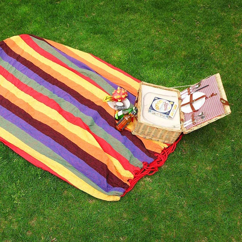 Hot Sale Rainbow Canvas Camping Hammock 80cm Width Portable Patio