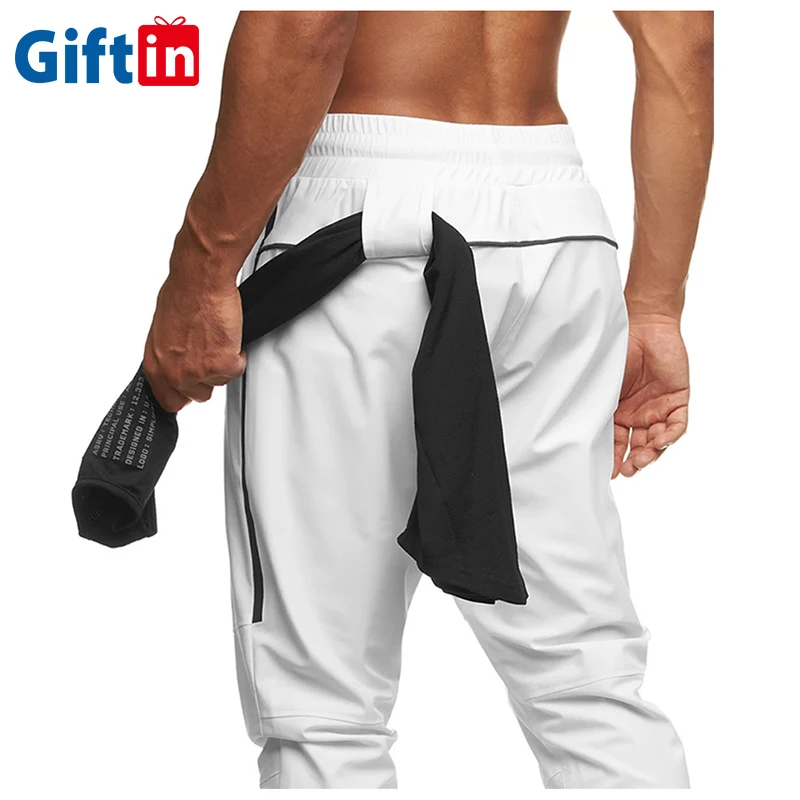 

Wholesale Custom Men Cotton Training Gym Pants High Quality Reflective Plain Lace Up Blank Designer White Jogger Sweatpants