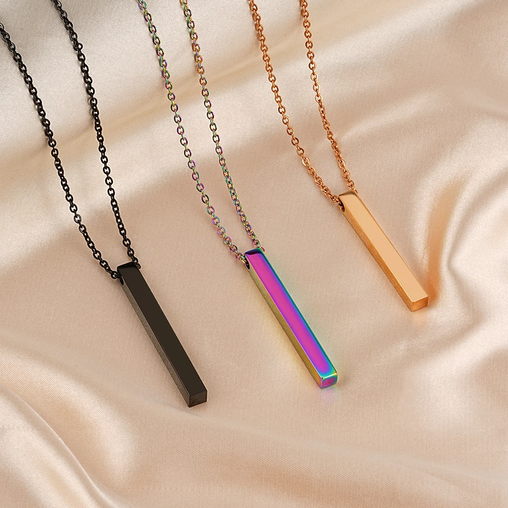 

Pendant Men Necklace Jewelry Rose Gold Vertical Bar Women Link Chain Necklaces Wedding WOMEN'S Gift Trendy Party Engagement