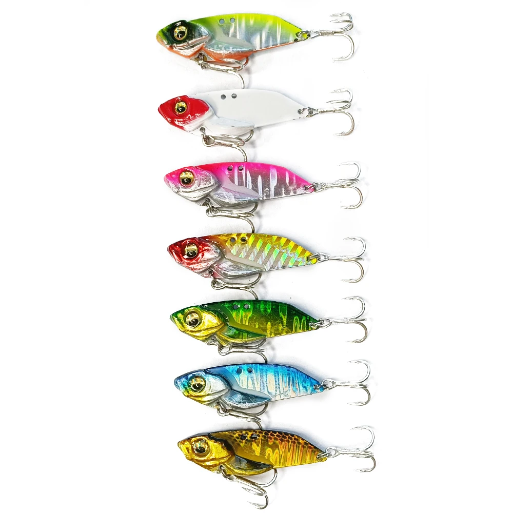 

Newbility 7g 10g 15g 3D Eyes Hard Fishing Lure Metal VIB Lure with treble hooks, Vavious colors