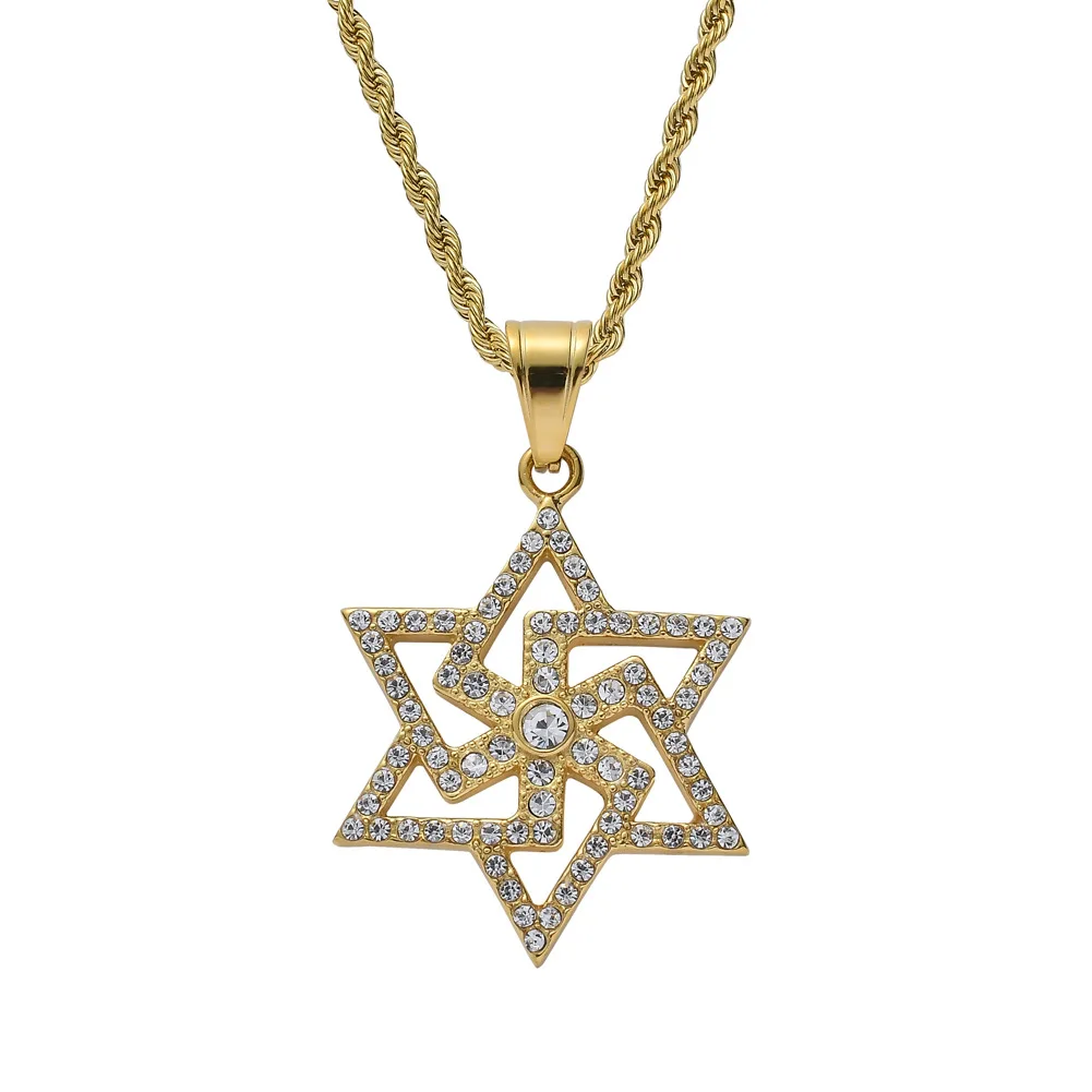 

jewelry high quality Collare Magen Star Of David Pendant Israel Chain Necklace Women Stainless Steel Judaica Men Jewelry, Gold/silver