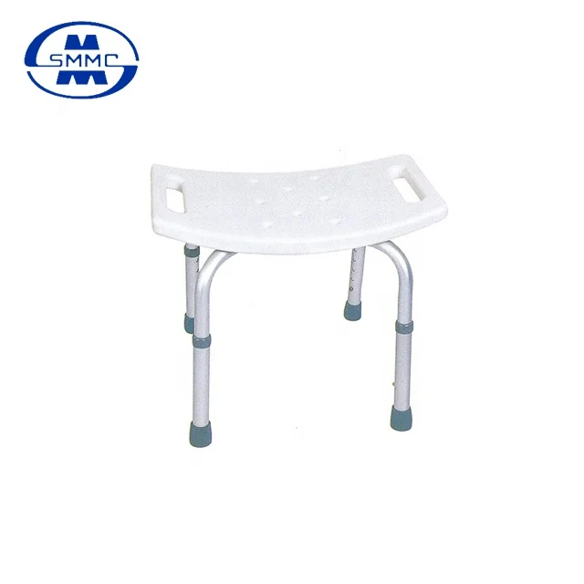 Height Adjustable Aluminum Shower Chair With Plastic Seat For Elderly