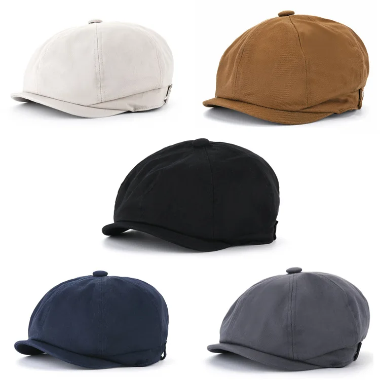 -LRT Wholesale Custom Fashion Men 8-Panel  Newsboy Cap Hat Strip Herringbone Beret Caps For Men2.jpg