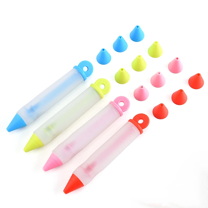 

Baking Cake Tool DIY Silicone Cake Decorating Four Substitution Heads Pen Cake Pastry Decorating, 4 colors