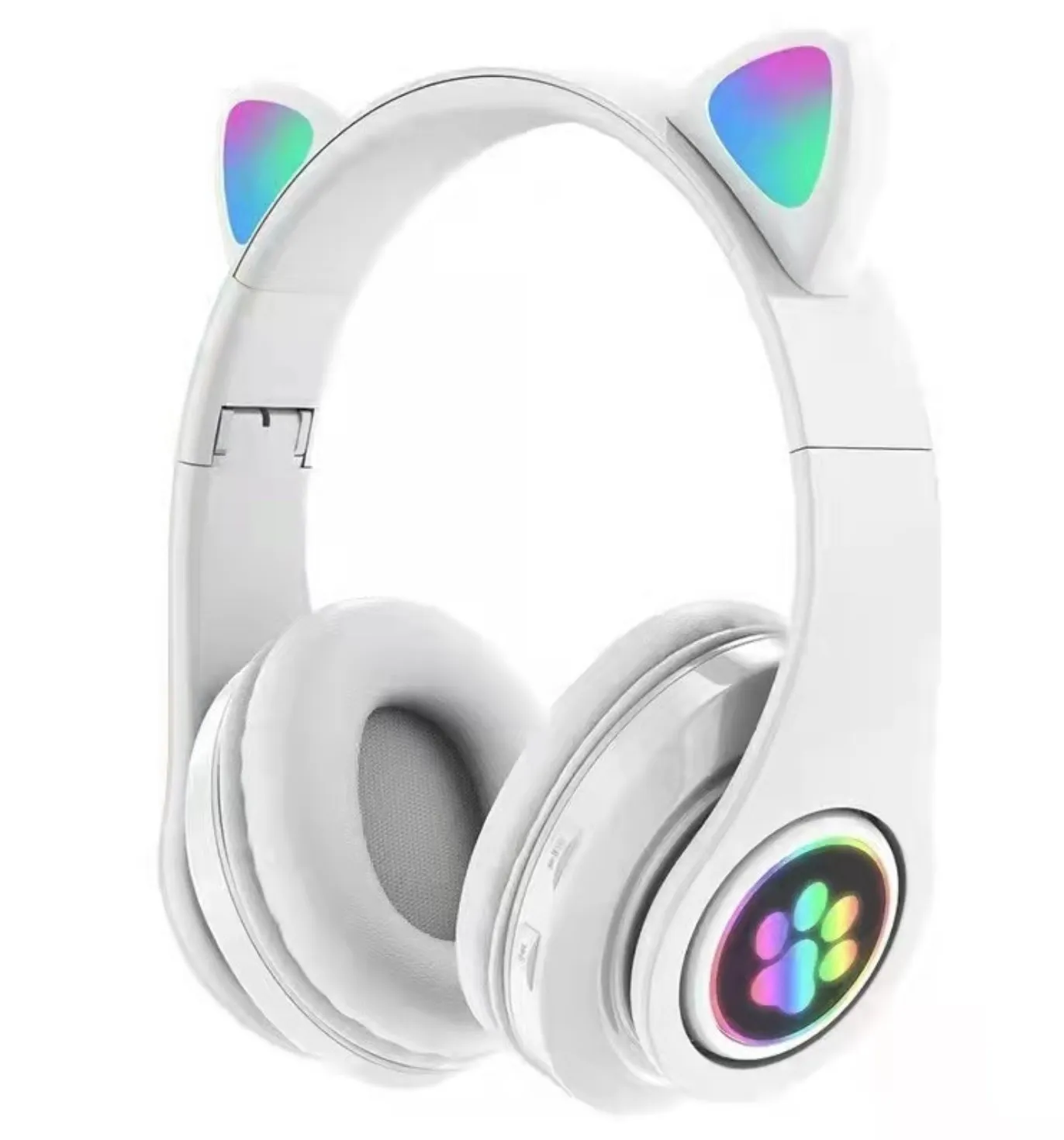 

Headset Headphones Cat Ear Headphones RGB LED Light Up Over Ear with Microphone Foldable Wireless Headset for PC/Tablet/iPad/TV, Black,white, blue, plue, pin,