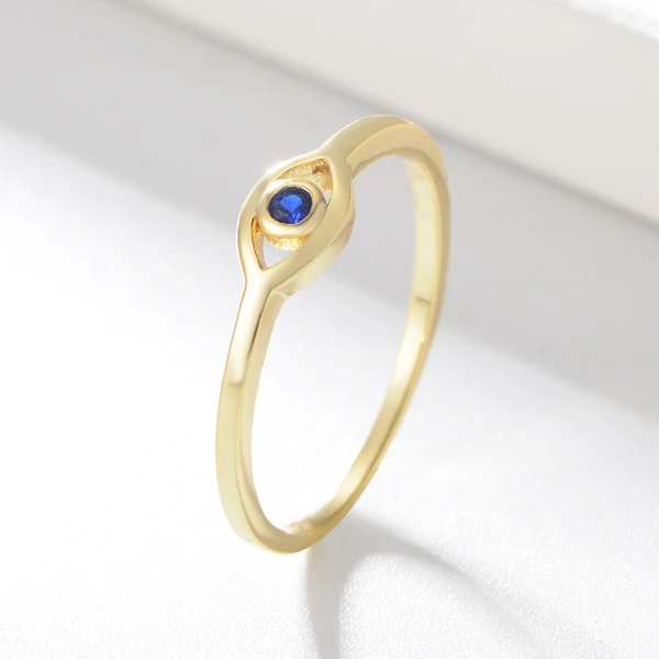 

Peishang 925 Sterling Silver Jewelry Gold Plating Blue Cubic Zirconia Eve eyes Ring for Men Women