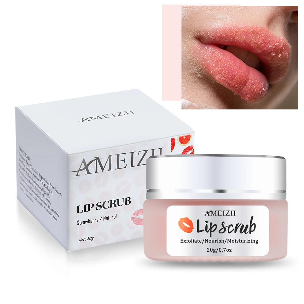 

Private Label Brand Vegan Sugar Lip Scrub Lightening Moisturizer Exfoliating Body Lipscrub Strawberry Flavor Pink Scrub Lips