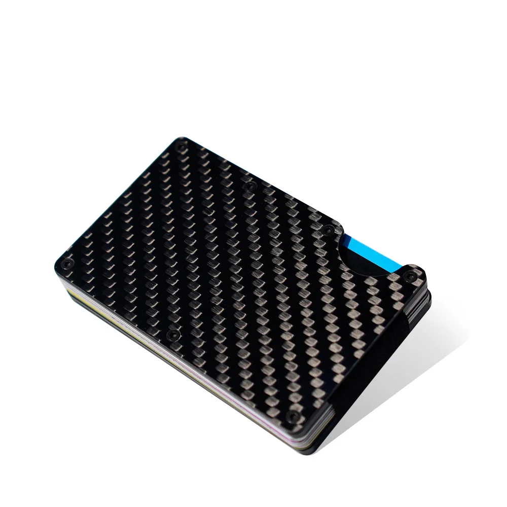 

Newest design Carbon Fiber RFID blocking Minimalist Slim Aluminum Wallets for Men, Black
