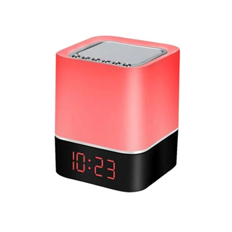 

Usb Touch Led Colorful Light Wireless Hifi Speaker Tws Blue Tooth Digital Display Smart Speaker Wake Up Clock