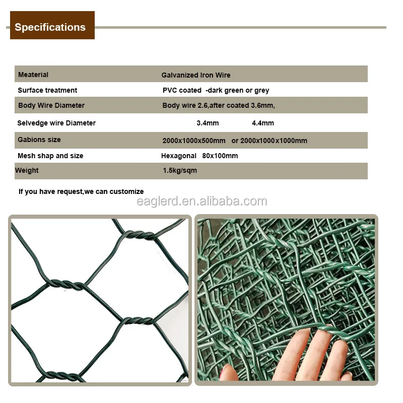 2x1x1m Hot Dip Galvanized And Pvc Coated Gabions Box - Buy Gabions ...