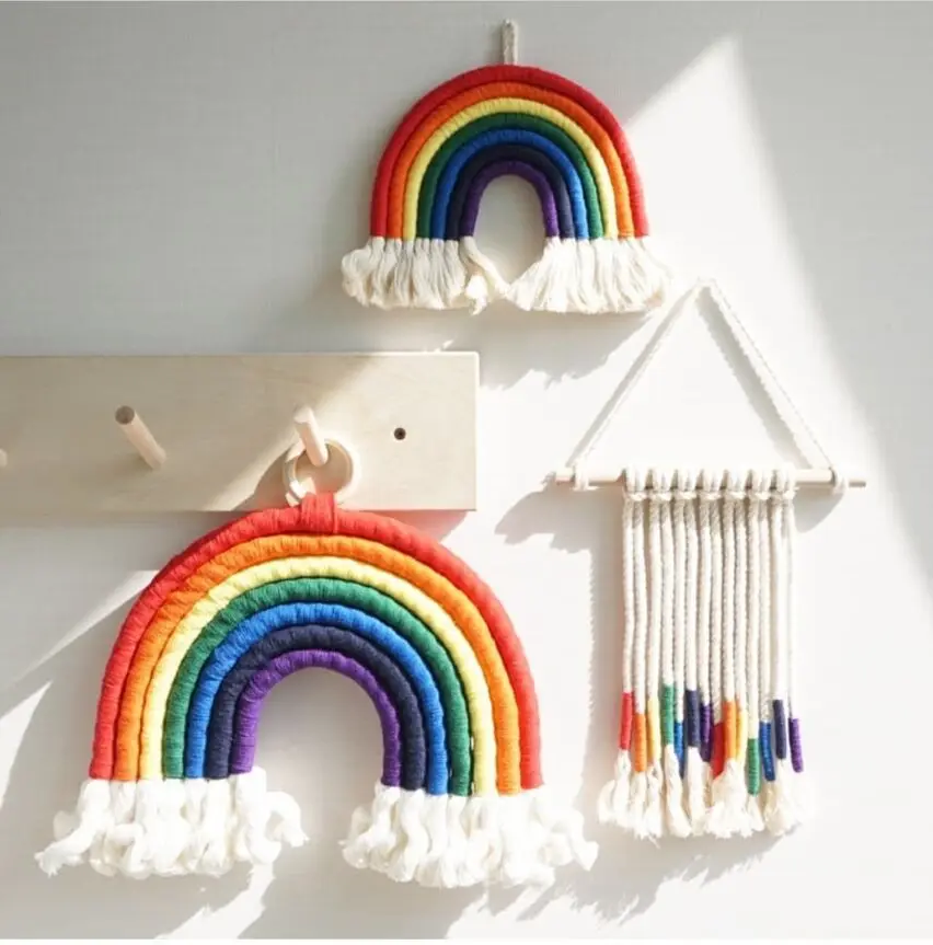 Nordic Cotton Baby Handmade Bohemian Macrame Rainbow Wall Hanging