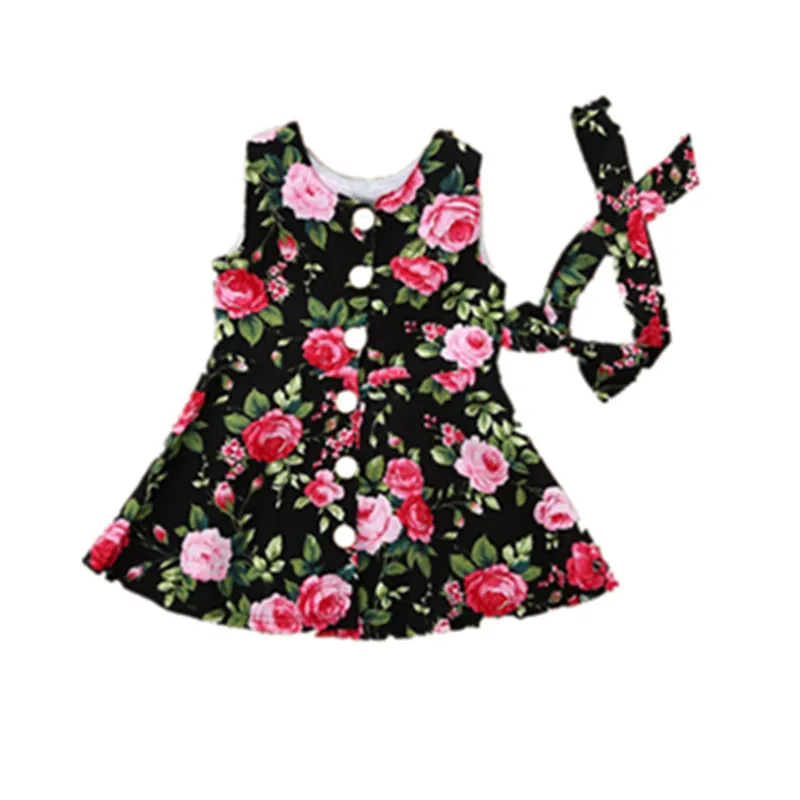 

New 2021 sleeveless skirts girls tank tops babies toddlers floral dresses headbands two pieces children girl dress for summer, As pic shows, we can according to your request also