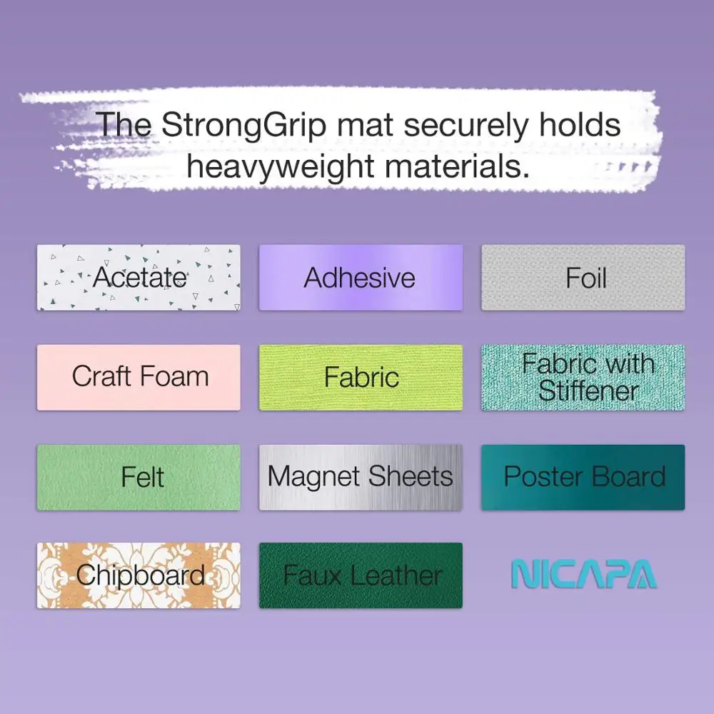 
Nicapa Strong-Grip 12x24 inch 3pack Adhesive Non-Slip Purple Cut Accessories Cutting Mat for Silhouette Cameo 3/2/1 