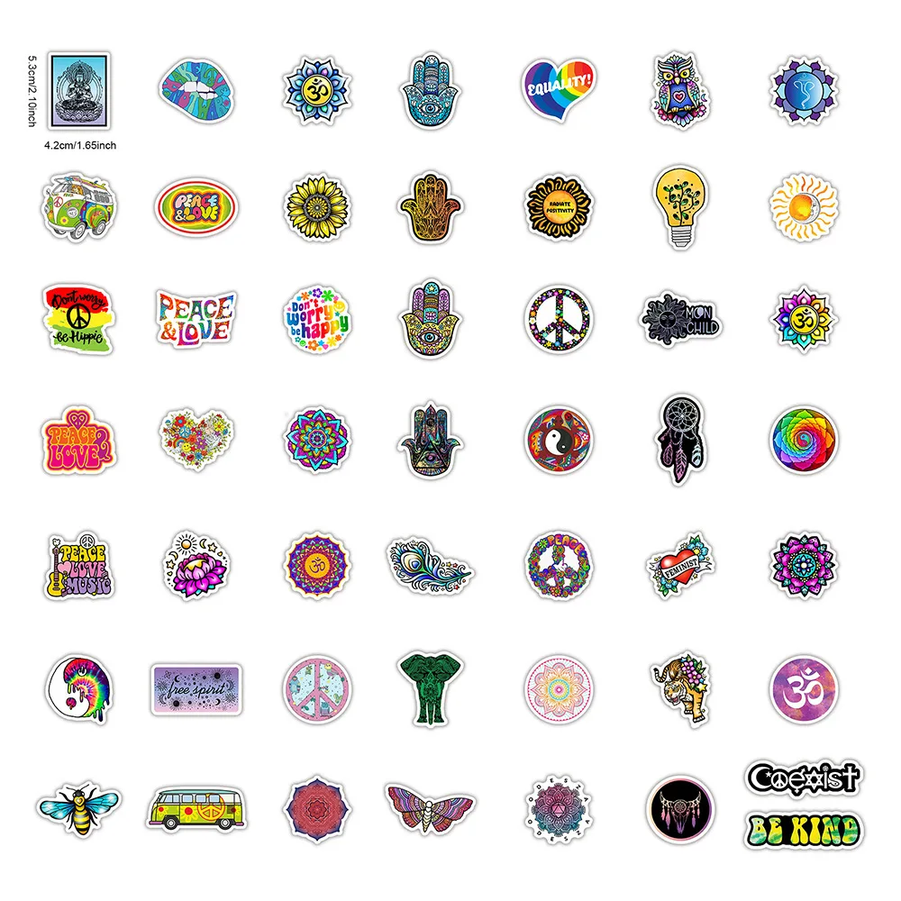 

50PCS Love&Peace hippie style mobile phone car sticker hip-hop sticker decoration furniture notebook children sticker, Cmyk