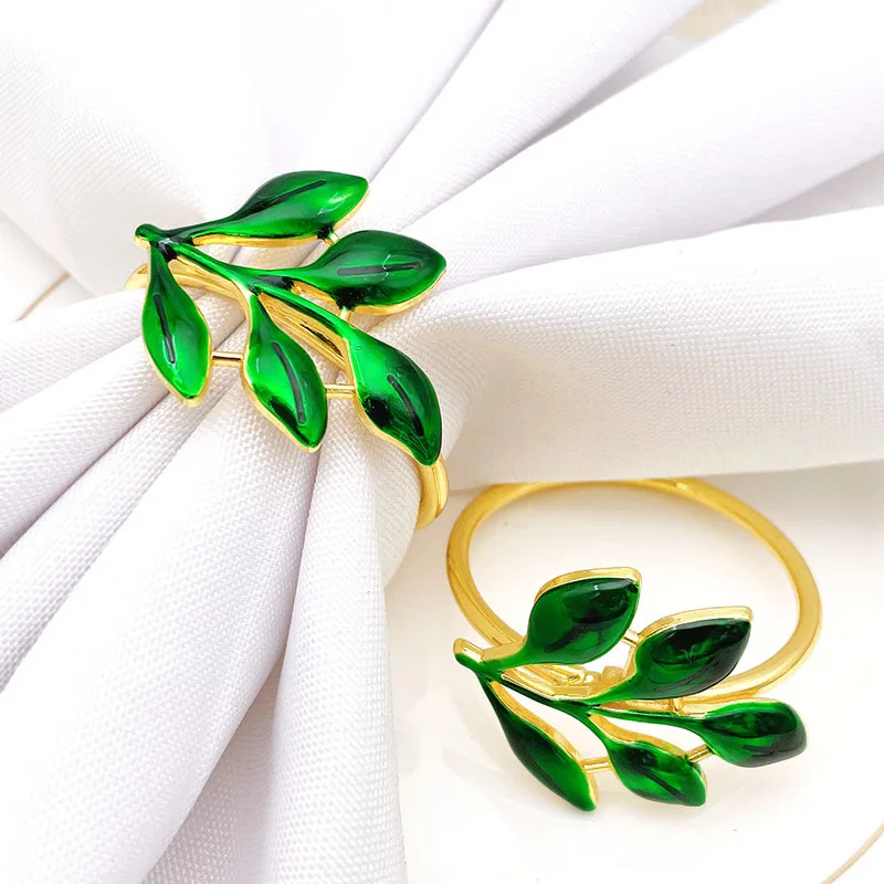 

Leaf Napkin Buckle Napkin Ring Western Table Decoration Green Napkin Holder HWL02