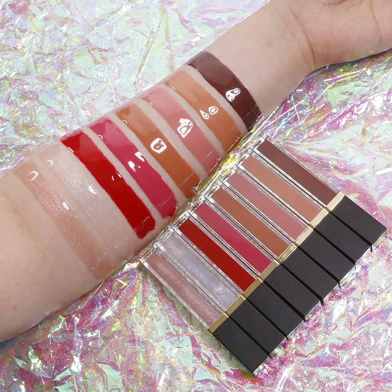 

RTS19 Wholesale custom your own brand private label lip gloss organic high pigment vegan glossy plumping lipgloss vendor, 8 color