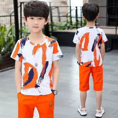 

Children's clothing boy summer suit new children's short-sleeved big boy summer fashion two-piece suit big boys clothing