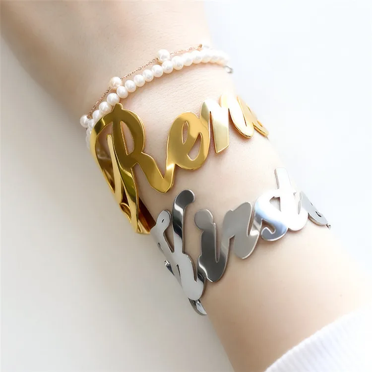 

Amazon Men'S And Women'S Bracelets Can Be Customized Popular Personalized Stainless Steel Name Customized Bracelet,, Silver,gold,rose gold plated