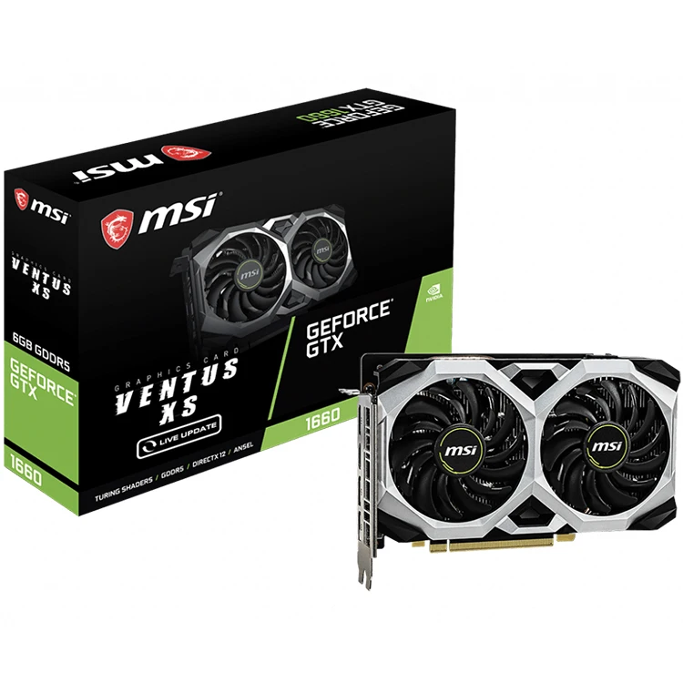 

MSI NVIDIA GEFORCE GTX 1660 VENTUS XS OC Graphics Card 6GB GDDR6 1815MHz 3x DisplayPort Dual Fan Cooling System